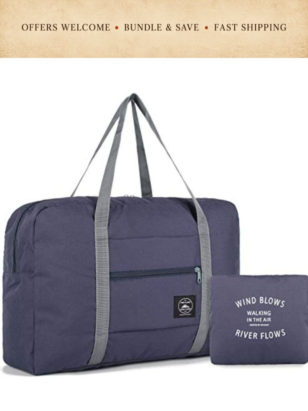 Water Resistant Nylon Travel Duffel Bag 18x14x8 Carry On Under Seat